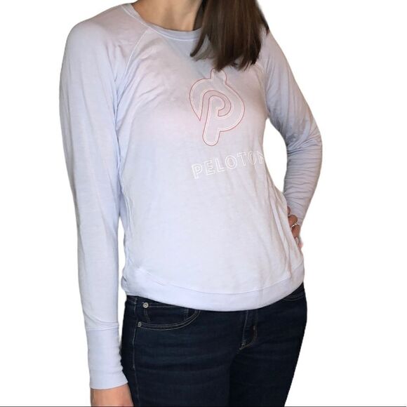 Peloton x Athleta Sweatshirt Light Blue/Periwinkle Sweatshirt Long Sleeve - Picture 10 of 10